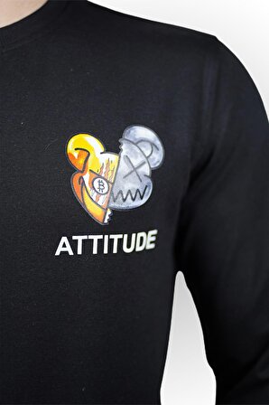Attitude Baskılı Erkek Sweatshirt