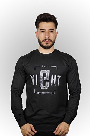 City Night Baskılı Erkek Sweatshirt