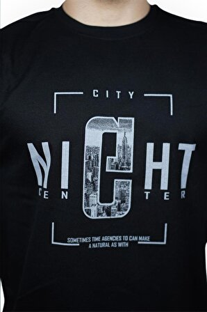 City Night Baskılı Erkek Sweatshirt