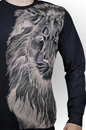 Lion Baskılı Erkek Sweatshirt