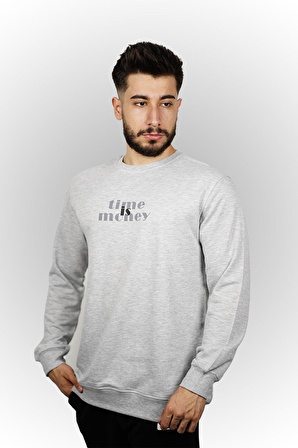 Time is Money Baskılı Erkek Sweatshirt