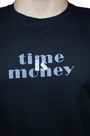 Time is Money Baskılı Erkek Sweatshirt
