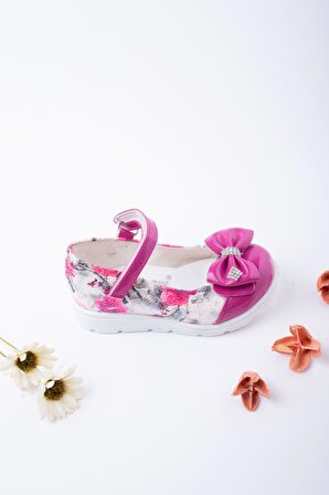Poli Taban Çiçekli Bebe Ayakkabı