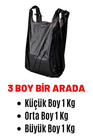 Siyah Kulplu Poşet ( 3 Boy Bir Arada)