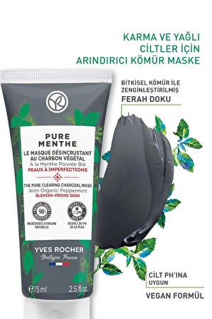 Karma, Yağlı Ve Akneye Eğilimli Ciltler Için Pure Menthe Kömür Maske-75 ml