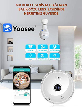 Yoosee 2 Megapiksel Full HD Ampul Güvenlik Kamerası