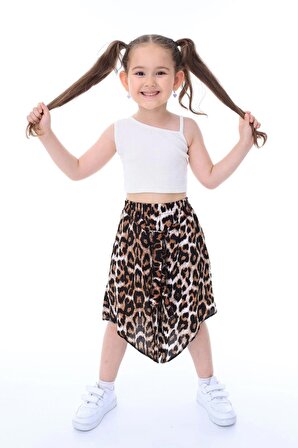 Kız Çocuk Crop-Etek Pantolonlu Takım