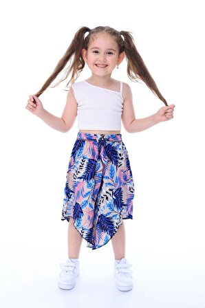 Kız Çocuk Crop-Etek Pantolonlu Takım
