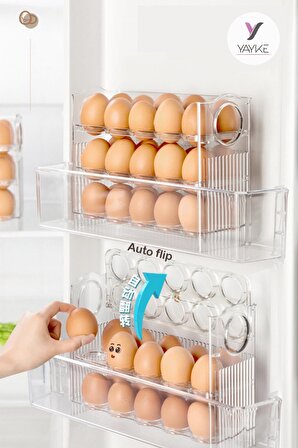 Yayke Yumurtalık 3 Katlı 30'lu Yumurta Rafı Saklama Kabı Yumurta Orğanizer  Pratik Eggy Box
