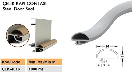 Çelik Kapı Kasa Fitili Contası Çelik Kapı Contası 6 Metre Füme