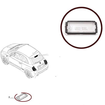 Fiat 500 -500 C Arka Plaka Lamba Camı Sade Cam Kısmı 2 Adetli Paket 51800482