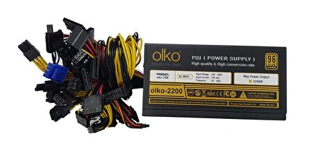 OLKO 2200W POWER SUPPLY 16xPCI-E(6+2Pin), MINING 1x20+4p/8xSata/96+PLATINUM (OLKO-2200)