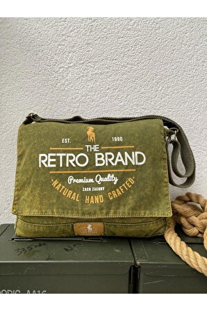 Salaş Hafif Omuz Postacı Yeşil Laptop Okul Seyahat Günlük Vintage Pamuk Kumaş Çanta