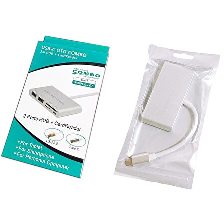 POWERMASTER USB TYPE-C TO OTG COMBO USB 3.0 HUB+KART OKUYUCU