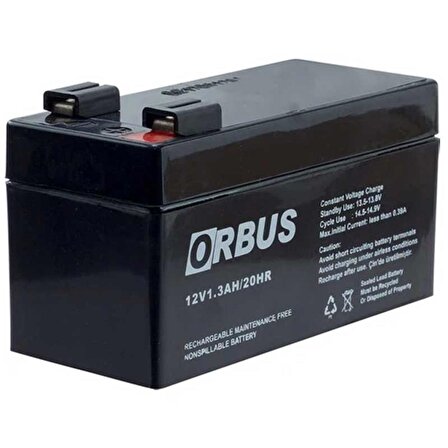 ORBUS ORB12-1.3 12 VOLT - 1.3 AMPER AKÜ (96 X 42 X 52 MM)