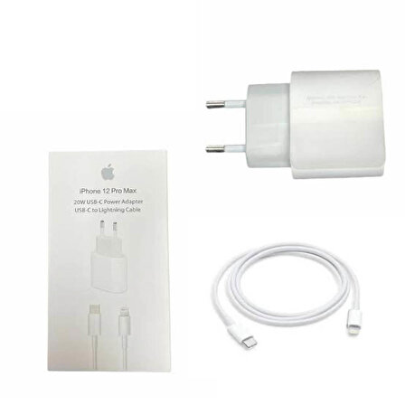 Apple iPhone 11 / 12 / 13 Pro - Pro Max Uyumlu Type-C Girişli 20W Hızlı Adaptör ve Kablo