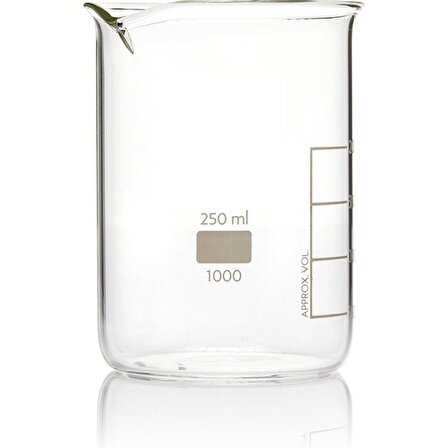 Cam Beher 250 ml - Isıya Dayanıklı - 100 % Borosilikat Cam