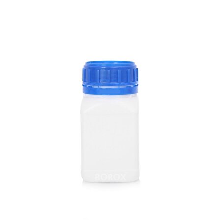 Plastik Kare Şişe 250 ml - Mavi Kapaklı Şişe 5 Adetlik Set