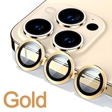 SKV MOBILE Iphone  13 Pro / 13 Pro Max  Gold Altın  Kamera Koruyucu
