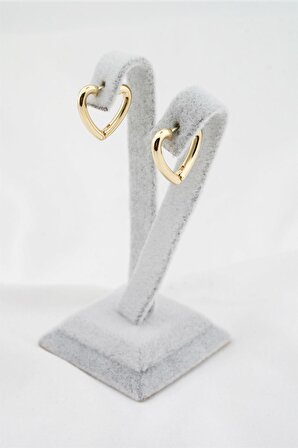 Kadın Altın Kaplama Zirkon Kalp Model Küpe