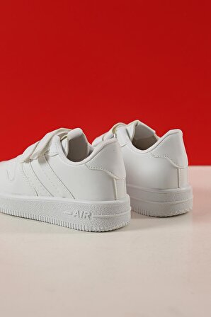 Günlük Hafif Cırtlı Beyaz Çocuk Spor Ayakkabı Sneaker