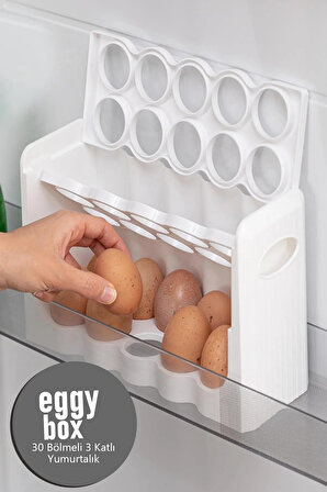 30 Bölmeli Yumurta Kutusu 3 Katlı Yumurtalık Buzdolabı Organizeri Saklama Kabı