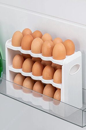 30 Bölmeli Yumurta Kutusu 3 Katlı Yumurtalık Buzdolabı Organizeri Saklama Kabı