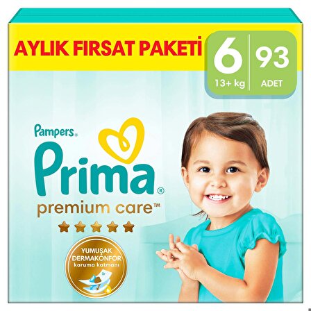 Prima Bebek Bezi Premium Care 6 Beden 93'lü Ekstra Large Aylık Fırsat Paketi