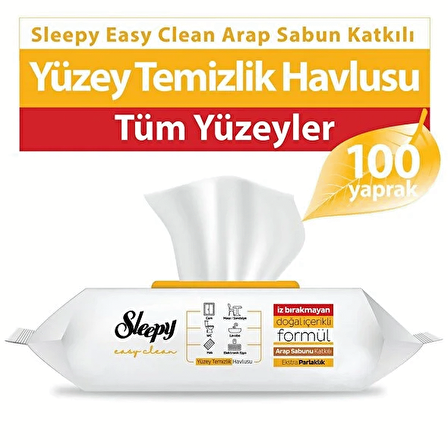 Sleepy Easy Clean Arap Sabunu Katkılı Yüzey Temizlik Havlusu 3x100 (300 Yaprak)