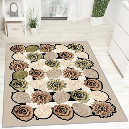 Dijital Baskı Yıkanabilir Kaymaz Taban Salon Halısı Ve Yolluk RVG0732