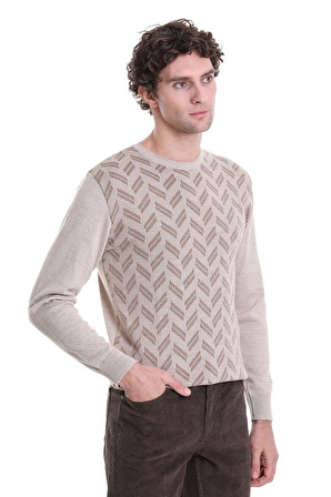 Vizon Regular Fit Jakarlı Bisiklet Yaka Yünlü Triko Kazak | XL
