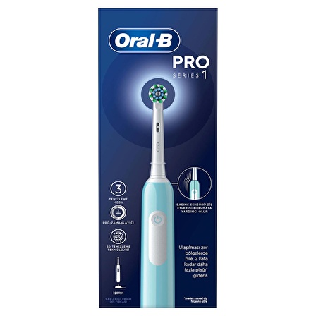 Oral-B Pro Series 1 Mavi Elektrikli Diş Fırçası, 1 Diş Fırçası Başlığı, Braun Tasarımı