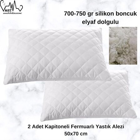 Kapitoneli Yastık Koruyucu Microfiber Fermuarlı Kapitone Yastık Alezi Yastık Kılıfı Beyaz