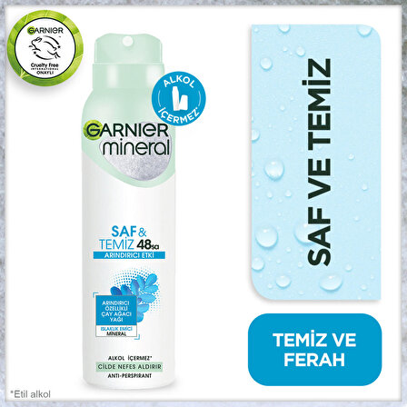 Garnier Saf & Temiz Antiperspirant Ter Önleyici Leke Yapmayan Kadın Sprey Deodorant 150 ml