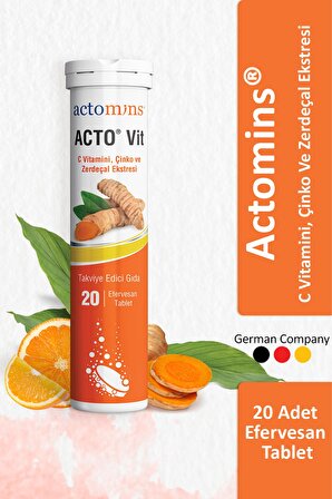 ACTO® Vit C Vitamini 20 Efervesan Tablet | Vitamin C, Çinko ve Zerdeçal İçeren Takviye Edici Gıda