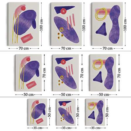 Suluboya Tarzı Soyut Modern 3 lü Tablo Seti, Kanvas Duvar Tablosu-AE-5
