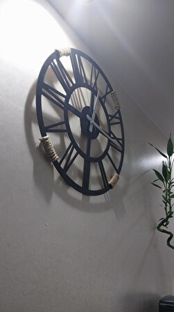 Ahşap Dekoratif Jüt İpli Duvar Saati (40cm)