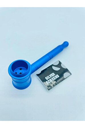 Metal Pipo Mavi 2Parça Süzgeçli Pipe //10cm