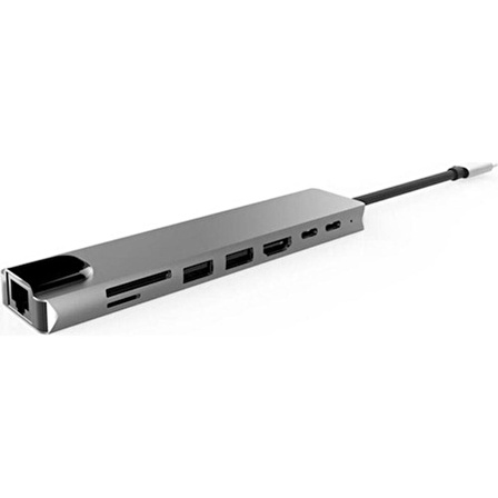 8 In 1 Ethernet Sd USB Type C Hub Hdmı Girişli Macbook Çevirici