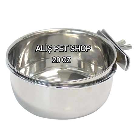 ALİŞPETSHOP Vidalı Çelik Kafes Yemliği 20 Oz