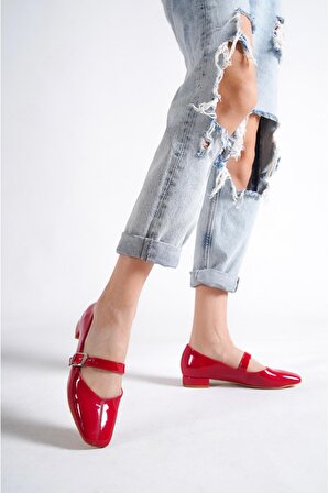 Kadın Turuncu Rugan Bant Detaylı Topuklu Ayakkabı