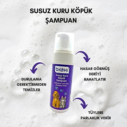 Bioxi® Susuz Kuru Köpük Şampuan 150 ML 5,07 Floz Köpük Pompalı