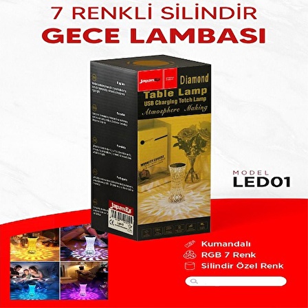 Şarjlı Dokunmatik Sihirli Lamba - Kristal Lamba Led Ledli Masa Gece Lambası -7 Renk Yanar 22cm