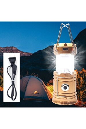 Büyük Boy Güneş Enerjili Kamp Feneri Işıldak Lamba Usb Powerbank
