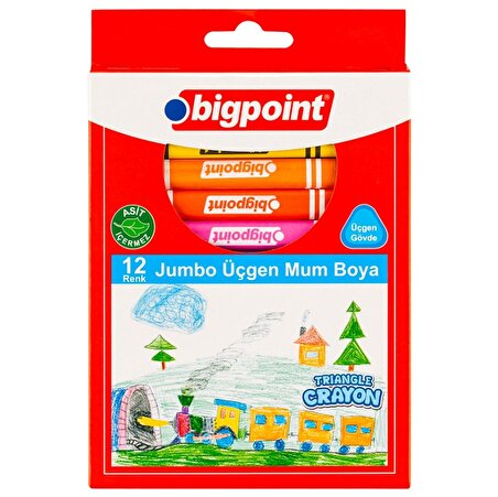 Bigpoint Jumbo Üçgen Pastel Mum Boya 12 Renk