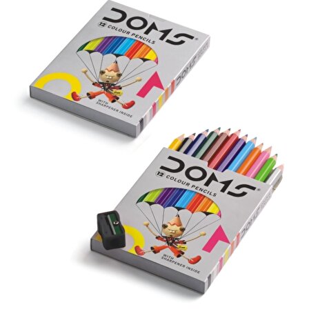 Bigpoint Premium Doms Kuru Boya Kalemi 12 Renk Yarım Boy + Kalemtraş