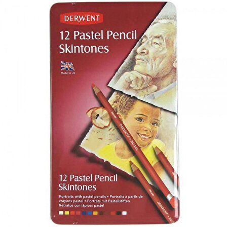 Derwent Pastel Pencil Skintones 12'li Teneke Kutu (Ten Renkleri) (Pastel Kalem)