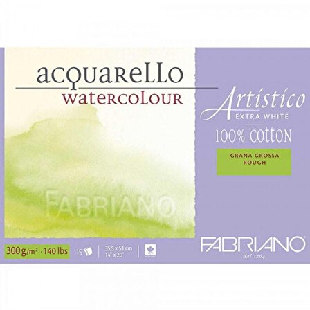 Fabriano Artistico Extra White Rough 300gr Sulu Boya Blok 15 Sayfa 35.5x51cm