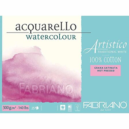 Fabriano Artistico Traditional White Hot Pressed 300gr Suluboya Blok 25 Sayfa 12.5x18cm