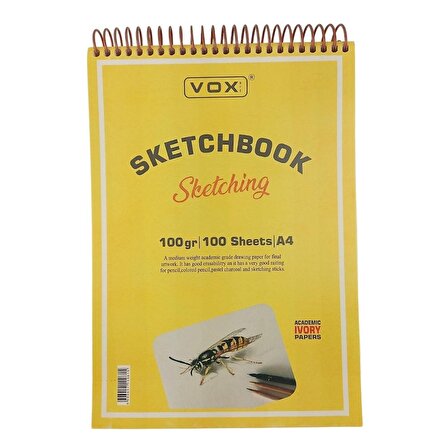VOX Art Sketchbook Eskiz Defter A4 100gr 100 Yaprak İvory Krem